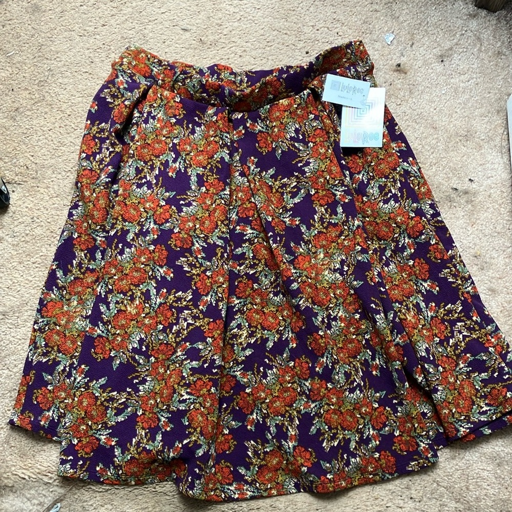 Orange and Gold Pleated A-line Midi Skirt